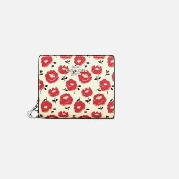 Coach Handbags - New Coach CBO76 Snap Wallet with Floral Print Chalk / Black Multi